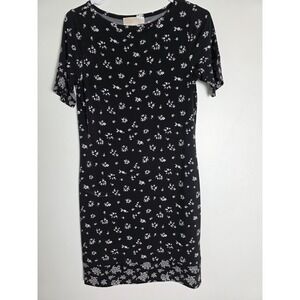 Michael Kors Floral Print‎ Dress Short Sleeve Casual Black XS